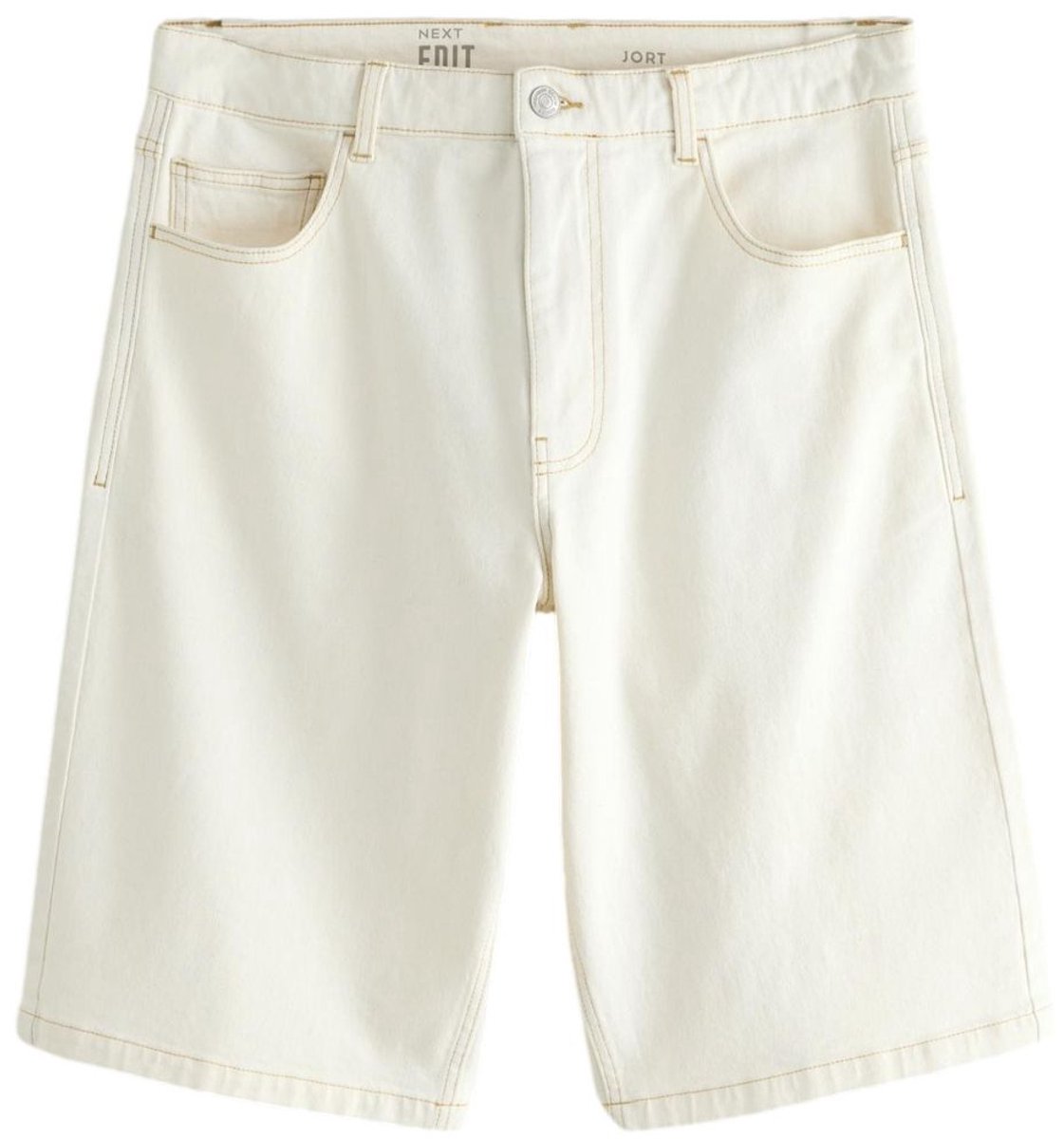 Next - Heren - Denim baggy jort - Crème