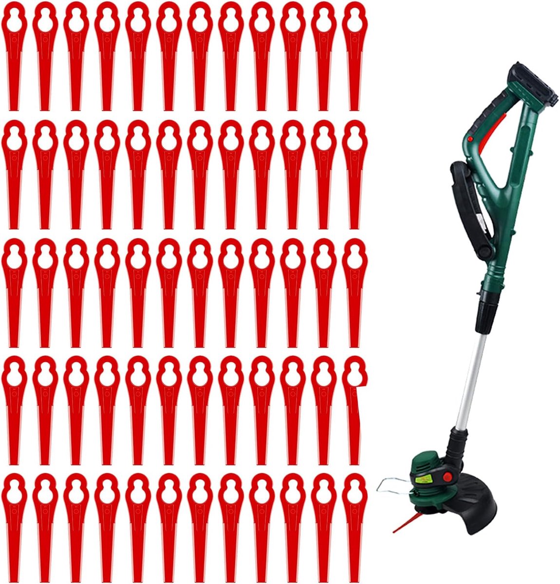 SnelShoppen - Pack van 60 Plastic Vervangbladen voor Grastrimmer, Hoge Kwaliteit, Duurzaam, Geschikt voor Bosmaaier en Tuinonderhoud, Perfect voor Tui