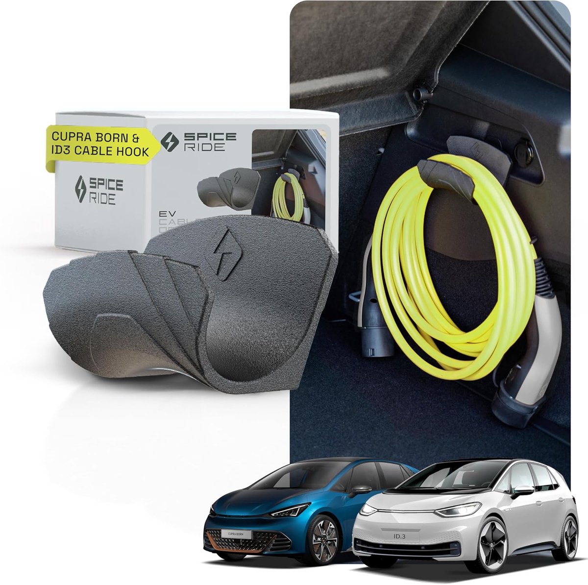 SnelShoppen - Oplaadkabelhouder voor VW ID.3 & Cupra Born | Type 2 Kabelhouder voor Kofferbak | Accessoires voor ID3 & Cupra Born