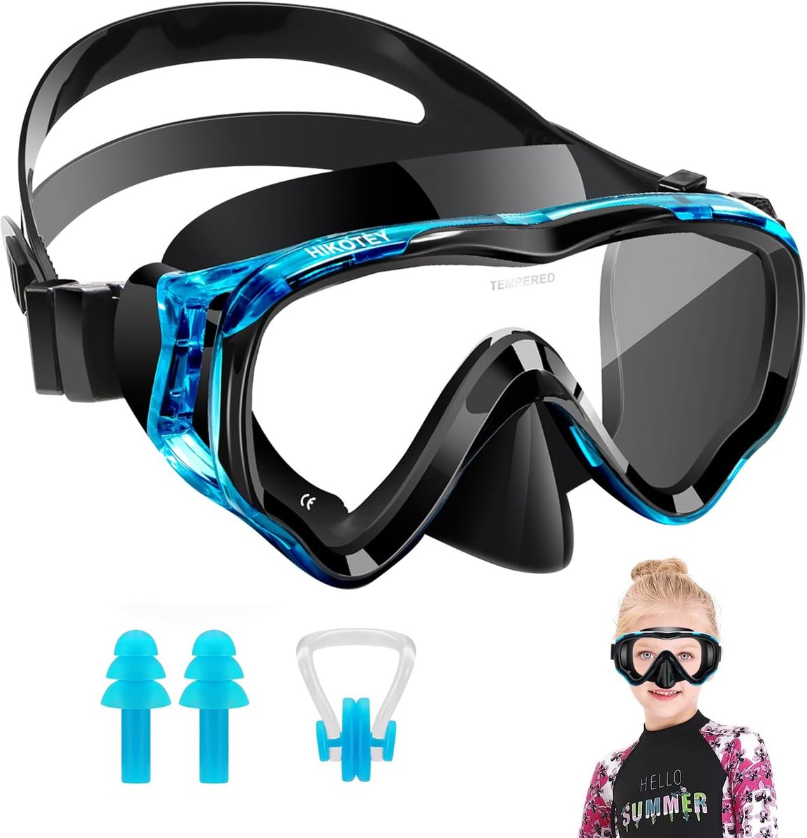 SnelShoppen - Kids Duikbril 4-16 Jaar - Kinderen Zwembril met Neuscover - 180° Panorama HD - Zachte Siliconen Band - Snorkelset voor Jongens en Meisje