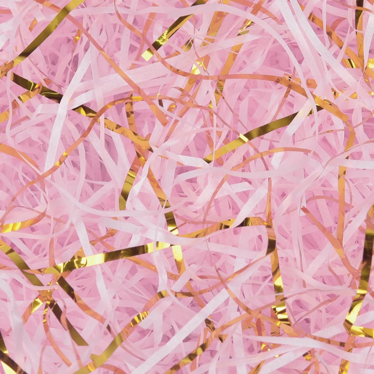 SnelShoppen - 300g Lichtroze en Gouden Shredded Paper Vulling voor Cadeauverpakking, Milieuvriendelijk Papier, Perfect voor Feestelijke Gelegenheden,