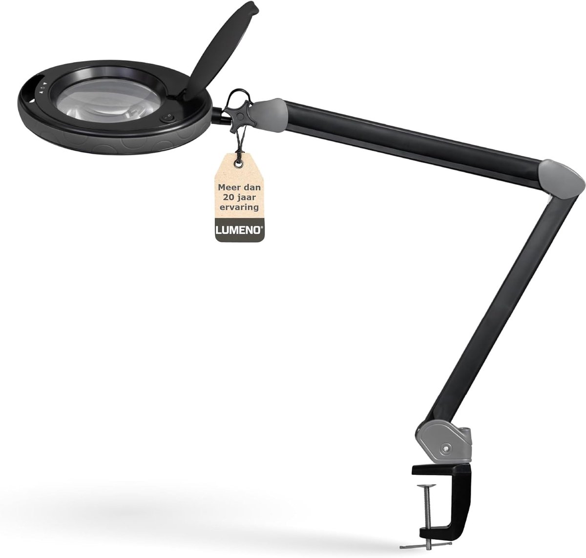 SnelShoppen - Dimbare LED Loeplamp 8515SW met 152 mm Echt Glaslens, Verstelbare Helderheid, Werklicht, Leesvergroter, 5 Dioptrieën, Zwart