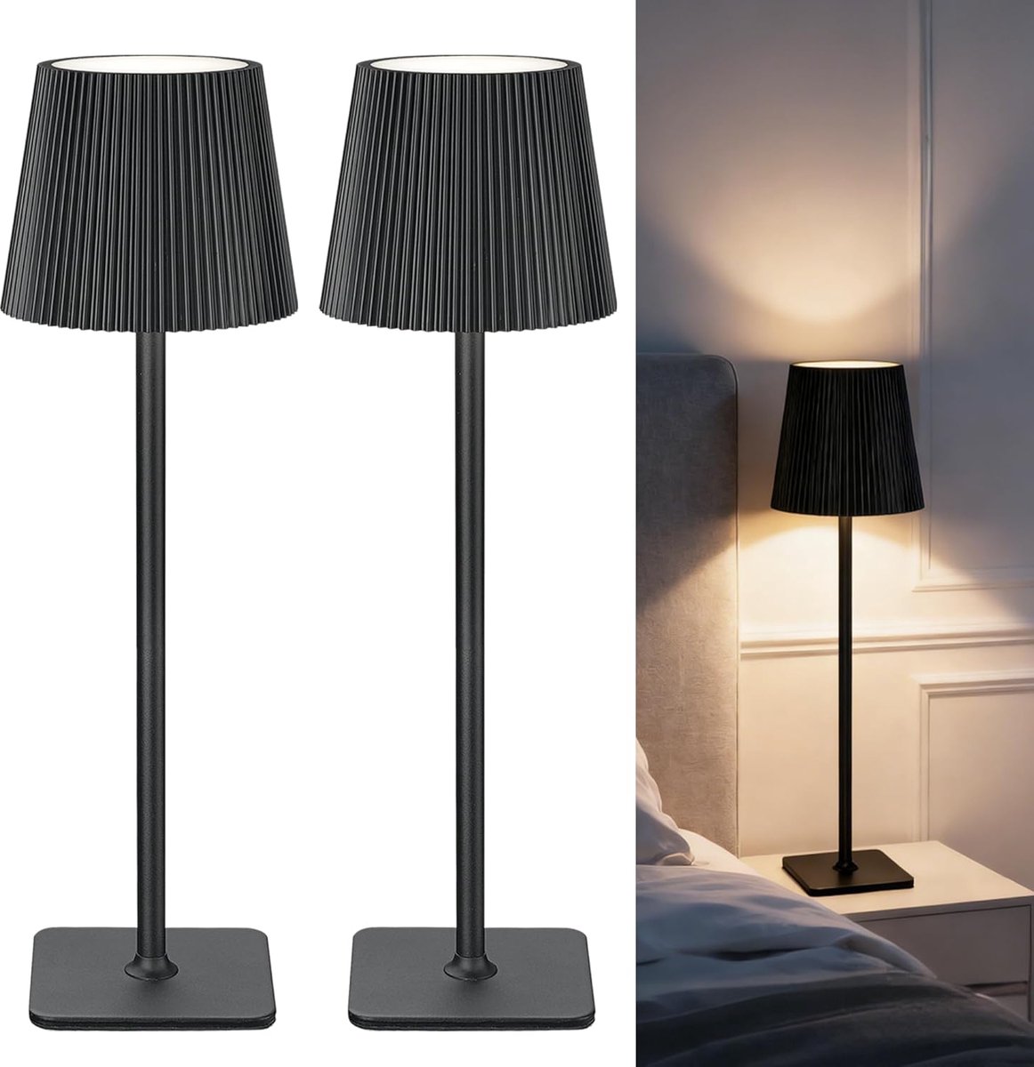 SnelShoppen - Dimbare Wireless LED Tafel Lamp met Touch Control, 5200 mAh Accu, 3 Kleur Temperaturen, IP44 Waterproof, Perfect voor Binnen en Buiten,