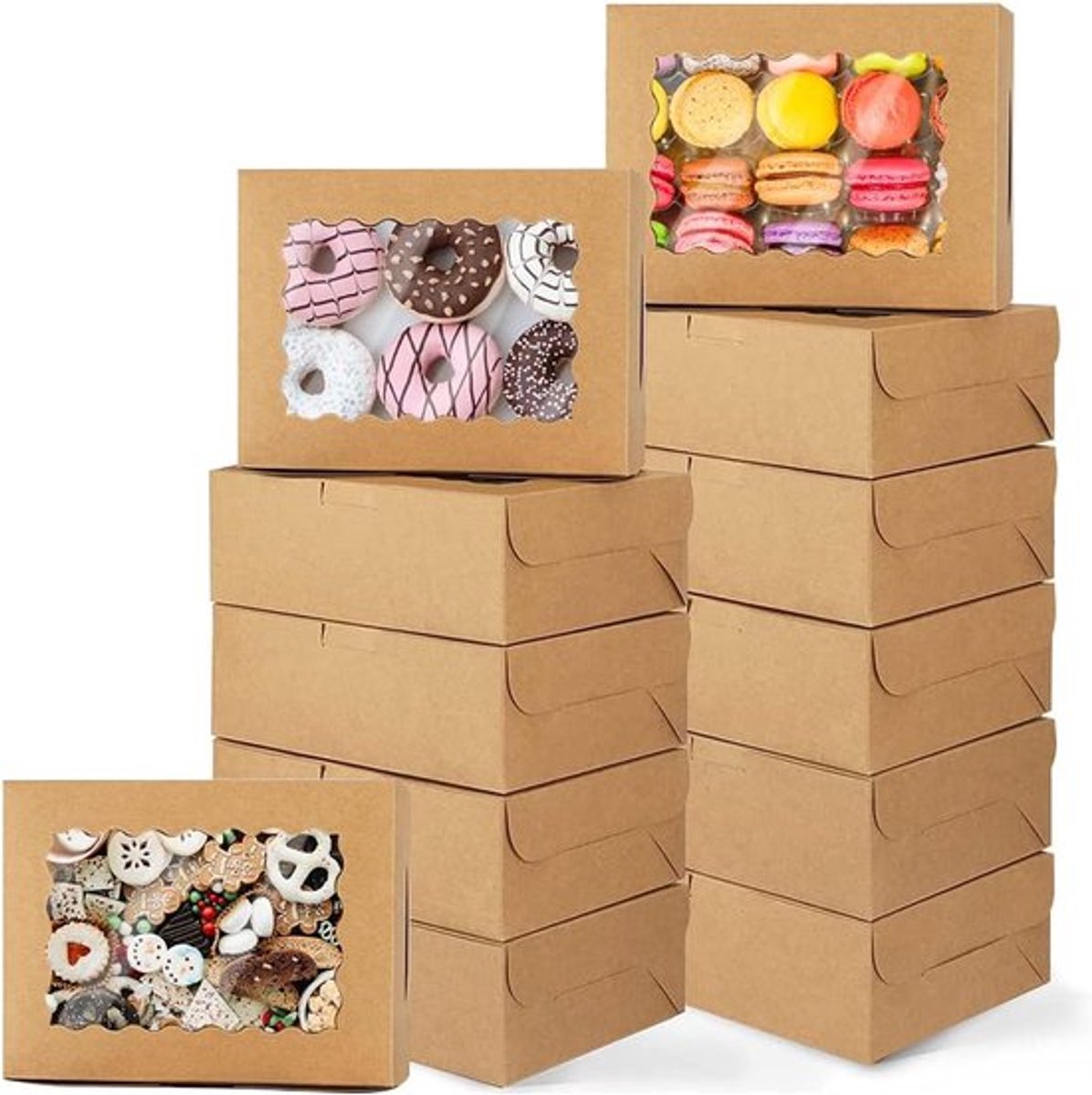 12 x dozen voor kartonnen taarten, taartdoos, cupcake-doos, doos voor gebak, kartonnen bakdoos, bakdoos voor koekjes, snoep, cakes, cupcakes, macarons
