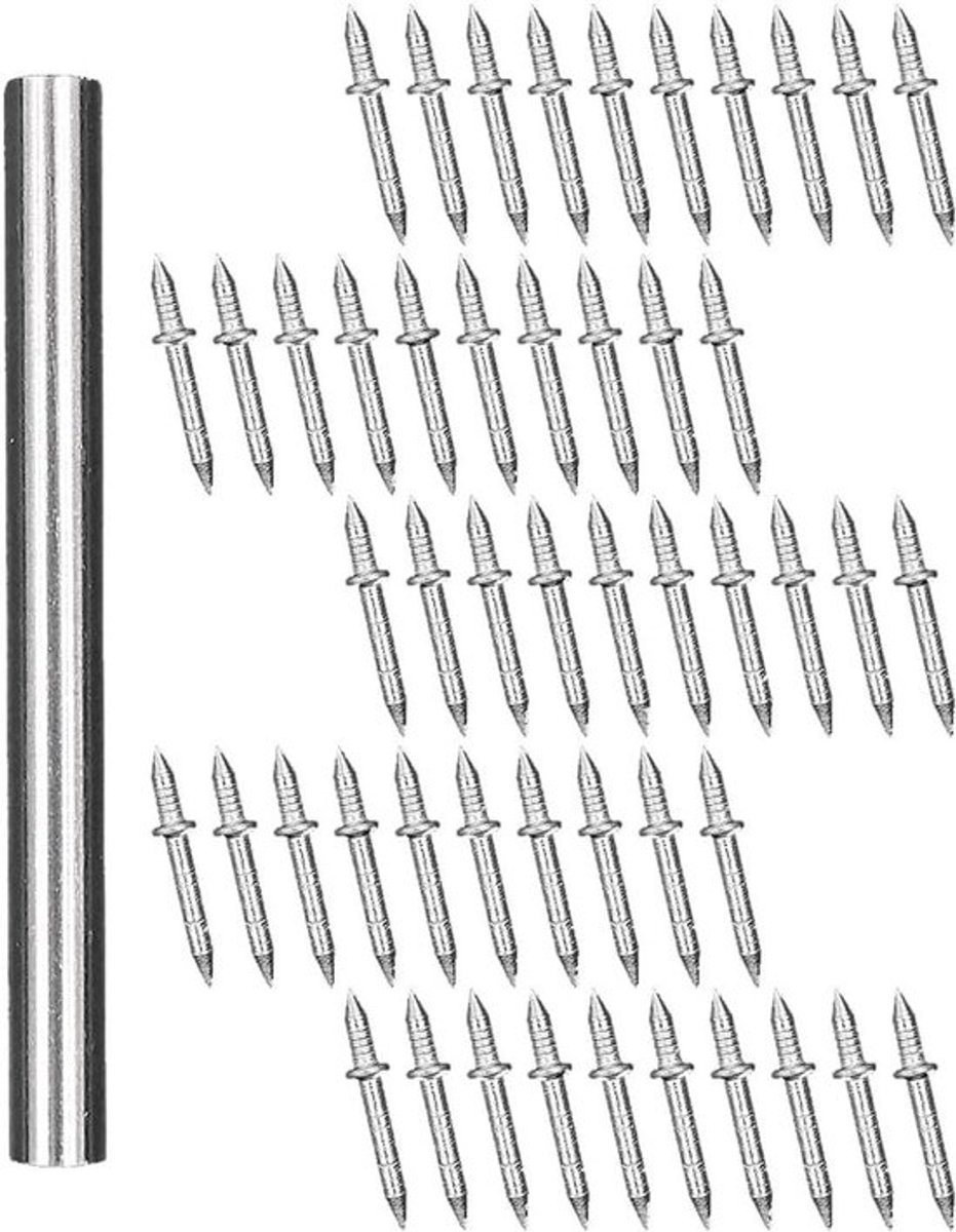 Nagels - Dubbele Hoofd - Plint - Naadloos - 50 stuks - Geschikt voor DIY - Metaal - Plintnagels met dubbele kop - Zilverkleurig