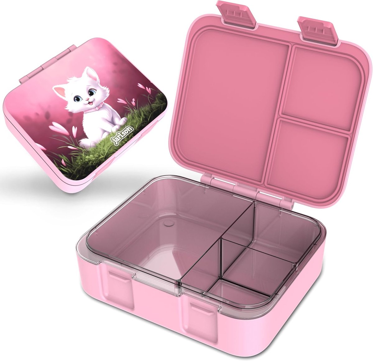Thijox - Milde Broodtrommel voor Kinderen - Lichtgewicht BPA-vrij - Bento Box met Vakken - Lekvrij Snackbox voor School en Kleuterschool - Roze - 1000