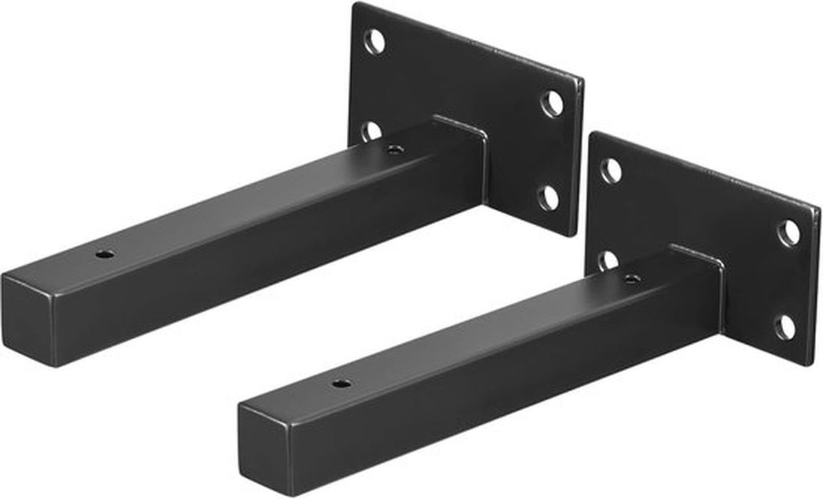 2 stuks zwevende plankbeugels, 150 mm industriële beugels, plankbevestiging aan de muur, roestvrijstalen beugel, scheidingswandondersteuningsrek, verdikte dragende beugel voor keuken, badkamer, slaapkamer, kantoor (zwart)