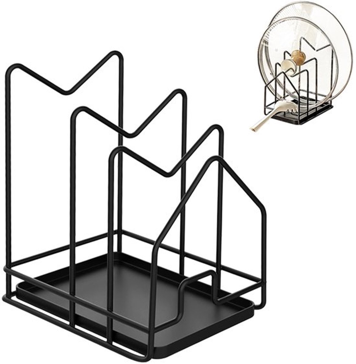 Snijplankhouder - snijplankrek voor keuken - zwart - 12,7 x 18,3 x 20,4 cm