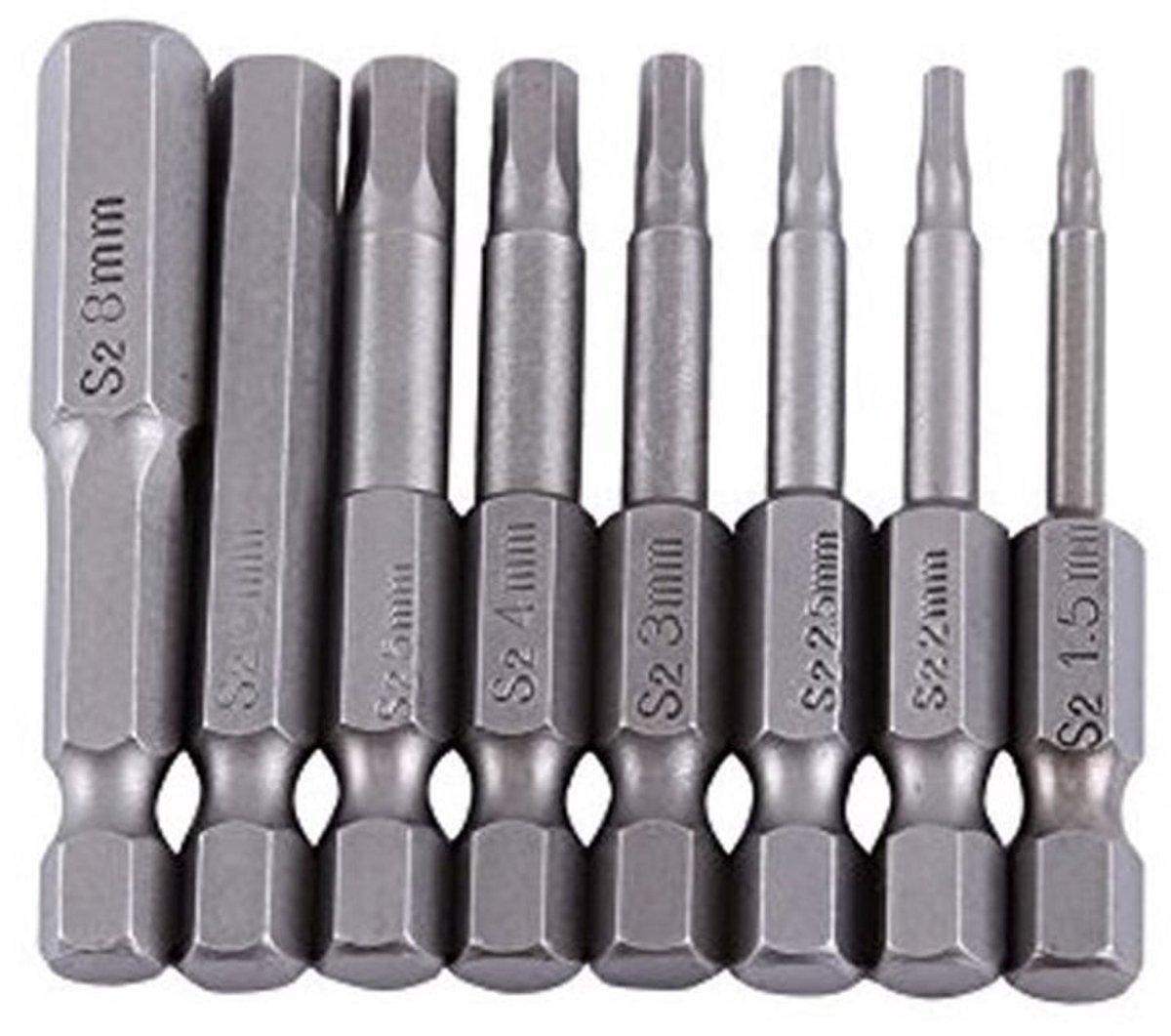 50mm 6 Pans 1 8Pcs 50mm 14 Inch S2 Hex Shank Magnetic Hex Schroevendraaier Bits H1.5H8