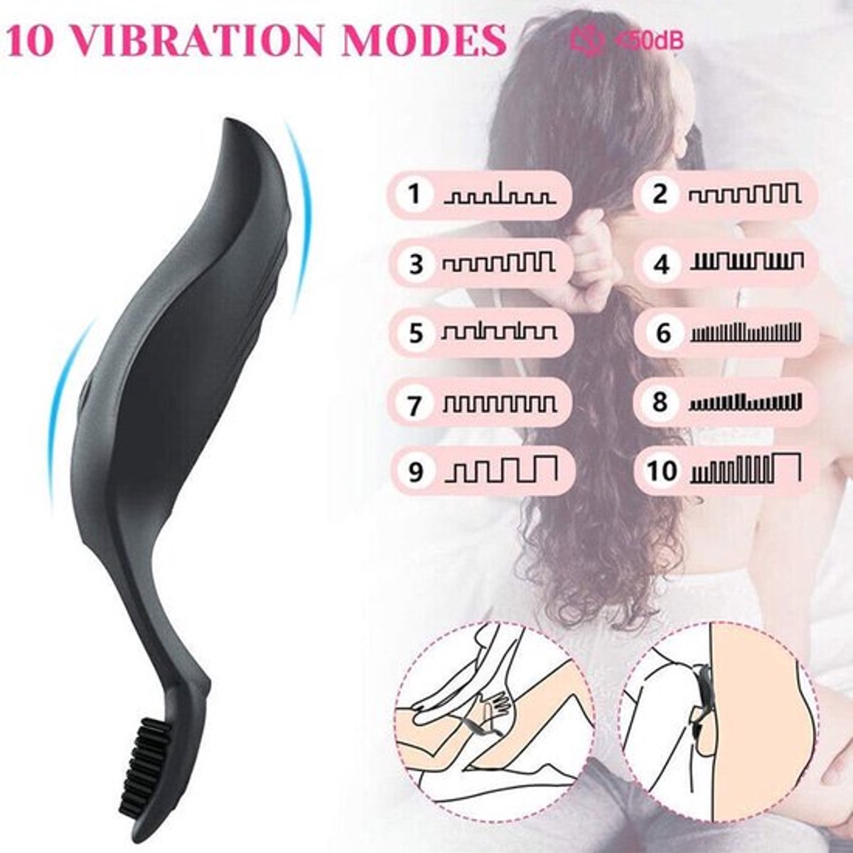 10-snelheden vibrerend G-spot speeltje voor koppels, mannelijke penis-, lul-, seksring- en clitorisstimulator