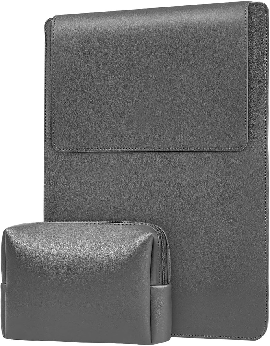 Thijox - Laptophoes 15-16 inch met Standaardfunctie, Slanke PU-leer Laptas met Accessoirevak, Bescherming tegen Stof en Krassen, Ideaal voor Thuis en