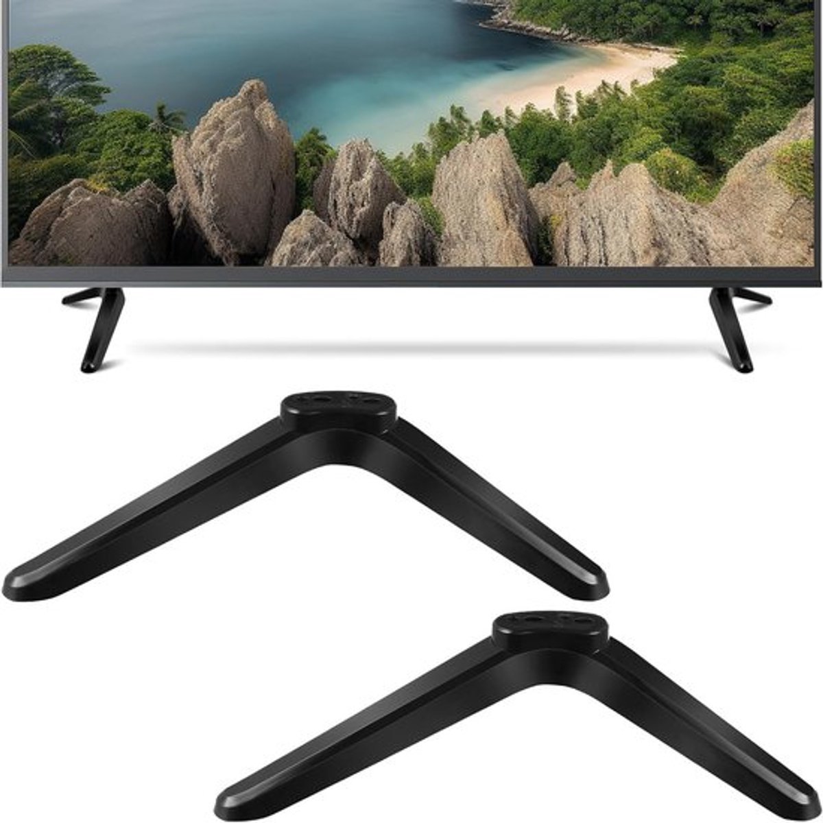 TV-standaard - Linker- en rechter-tv-standaard - Basisbeugel - met schroeven - 20x14x4 cm - Geschikt voor schermen tot 32-55 inch - Tafelstandaard - Montagebeugel - Eenvoudig te installeren - Zwart