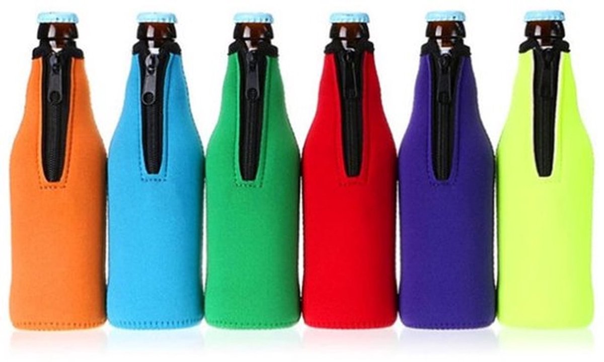 6-pack bierkoelers - PU-geïsoleerde houders voor 12oz flessen - Houd bier koud en handen warm (kleurrijk)