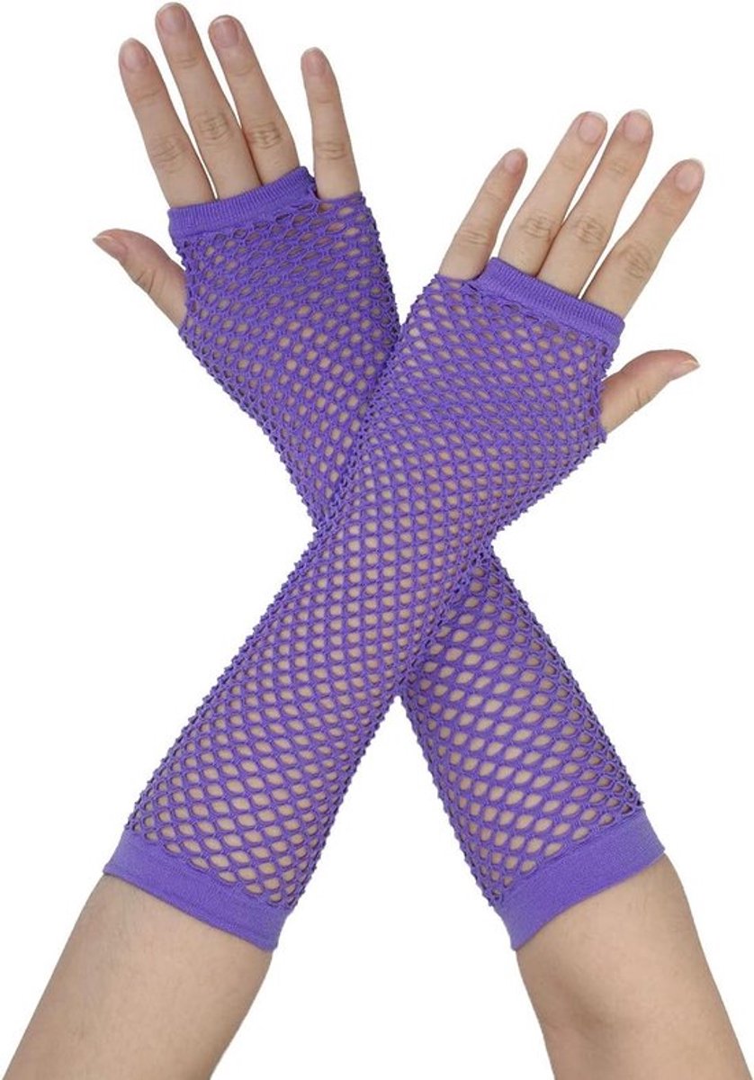 'Elastische Visnet Vingerloze Arm Warmers Handschoenen voor Vrouwen - Zwart - One Size'