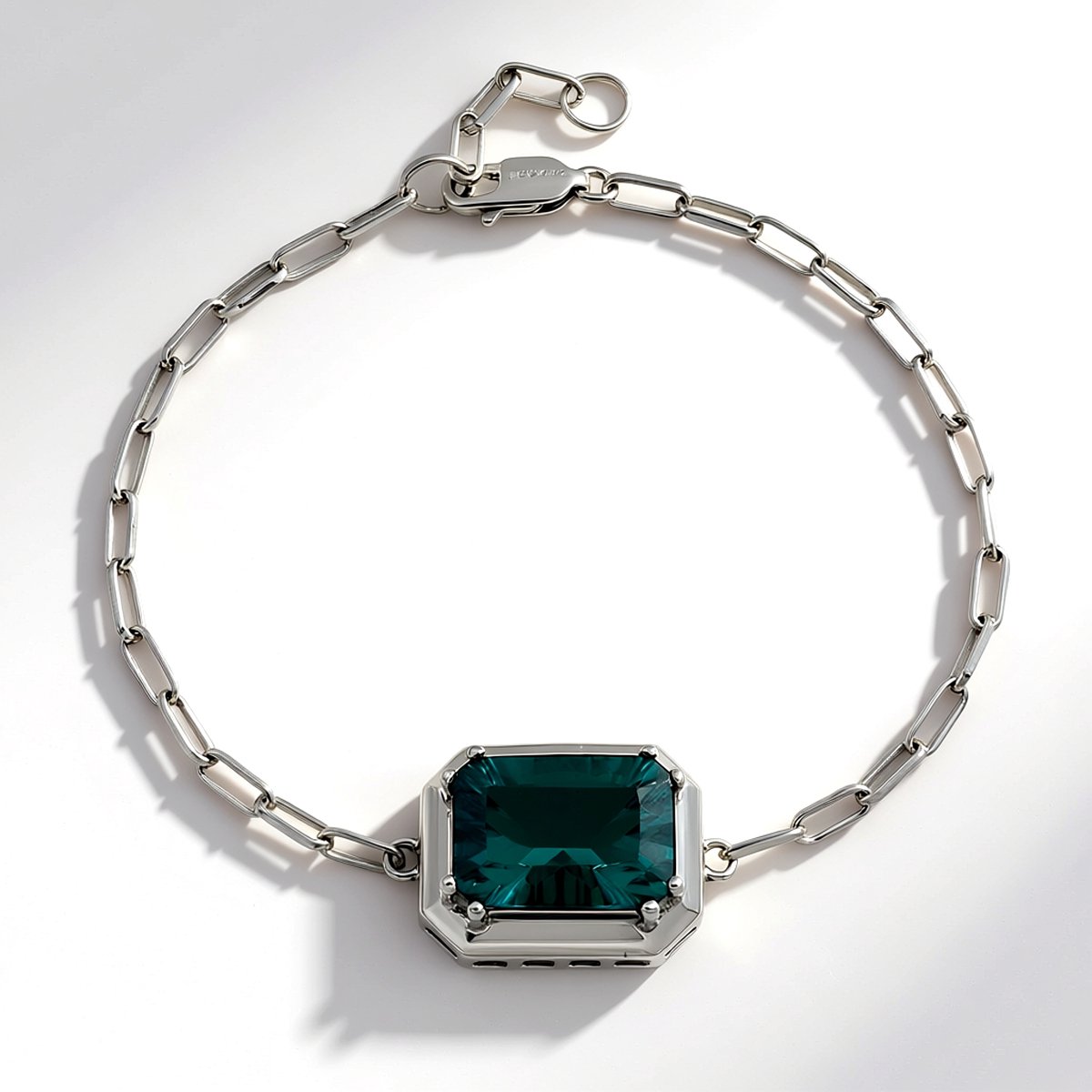 Cavill - 925 Sterling Zilveren Armband - 7,332 Ct Petrol Fluoriet - Achthoekige Edelsteen - Verstelbaar - Chique Dames Sieraad