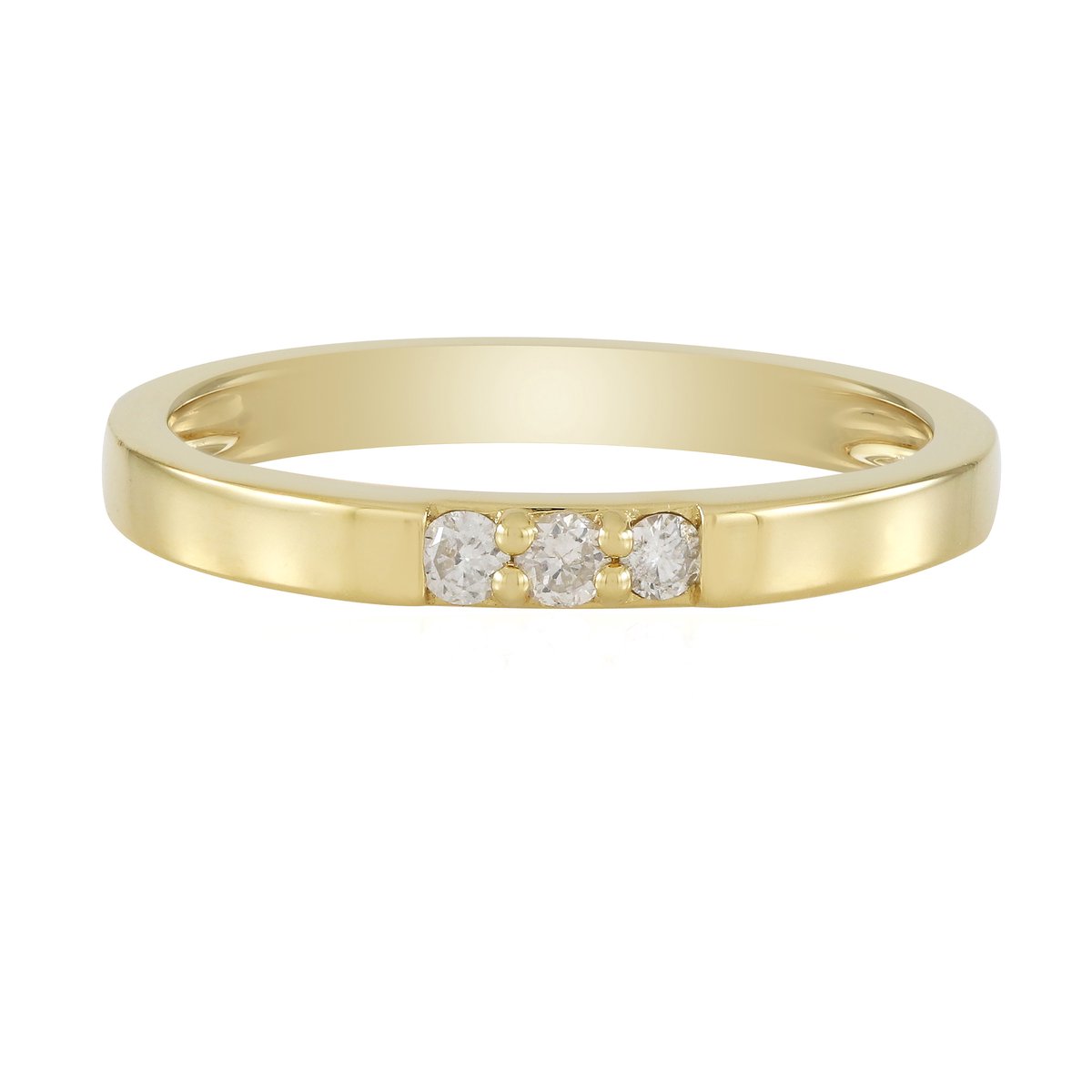 Cavill - 925 Sterling Zilver Vergulde Ring met 3 I3 (H) Diamanten - 0,081 Ct Ronde Briljanten - Luxe Verfijnde Damesring voor Dagelijks Gebruik
