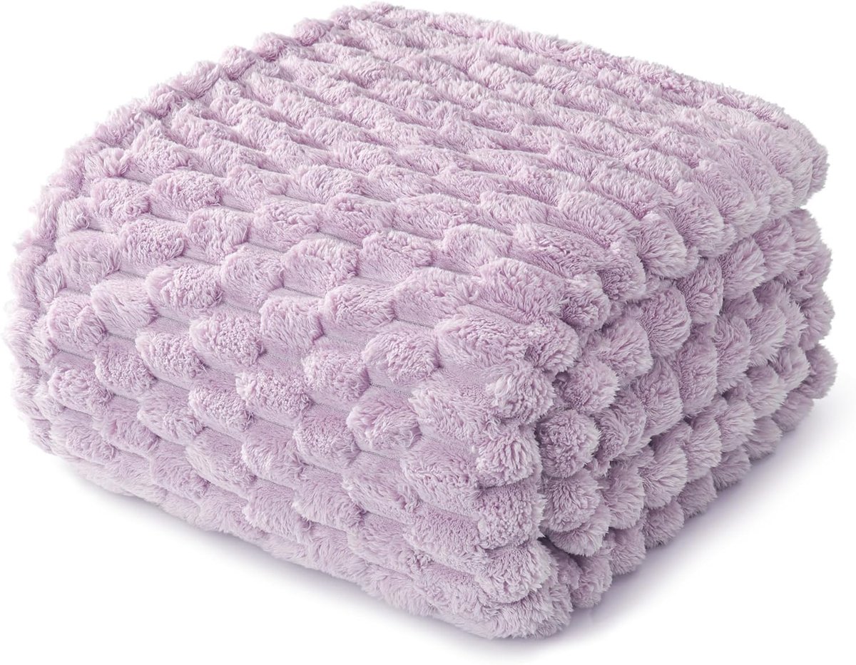 SnelShoppen - Whale Flotilla Cuddly Blanket - Fluffy Fleece Plaid met 3D Jacquard Patroon - Warme Sofa Dekens voor Alle Seizoenen 220 x 240 cm Licht P