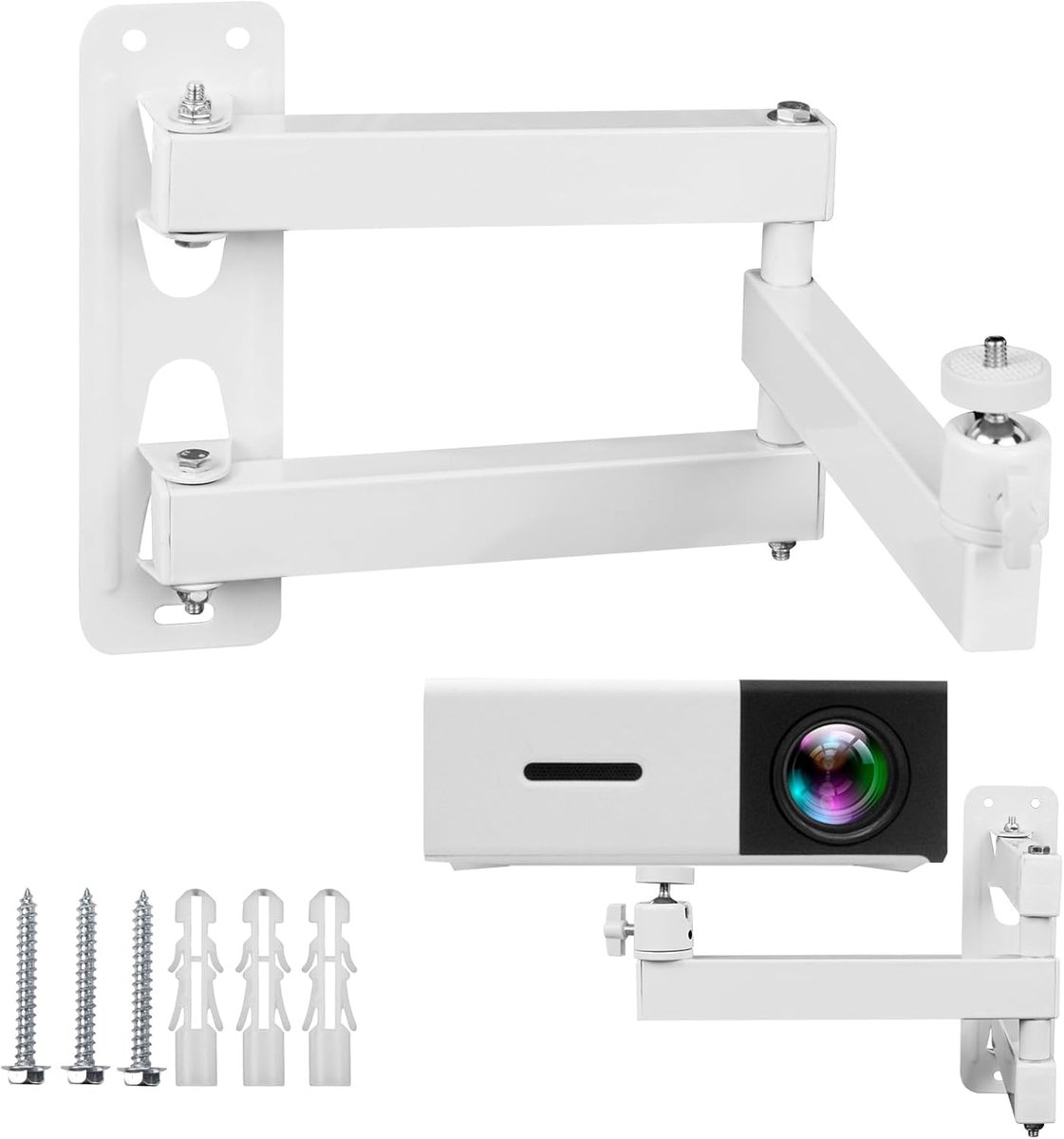 SnelShoppen - Projector Stand - Verstelbare Metal Projector Wandmontage - Multi-Angle Projector Houder - 1/4 Inch Schroefaansluiting - Geschikt voor P