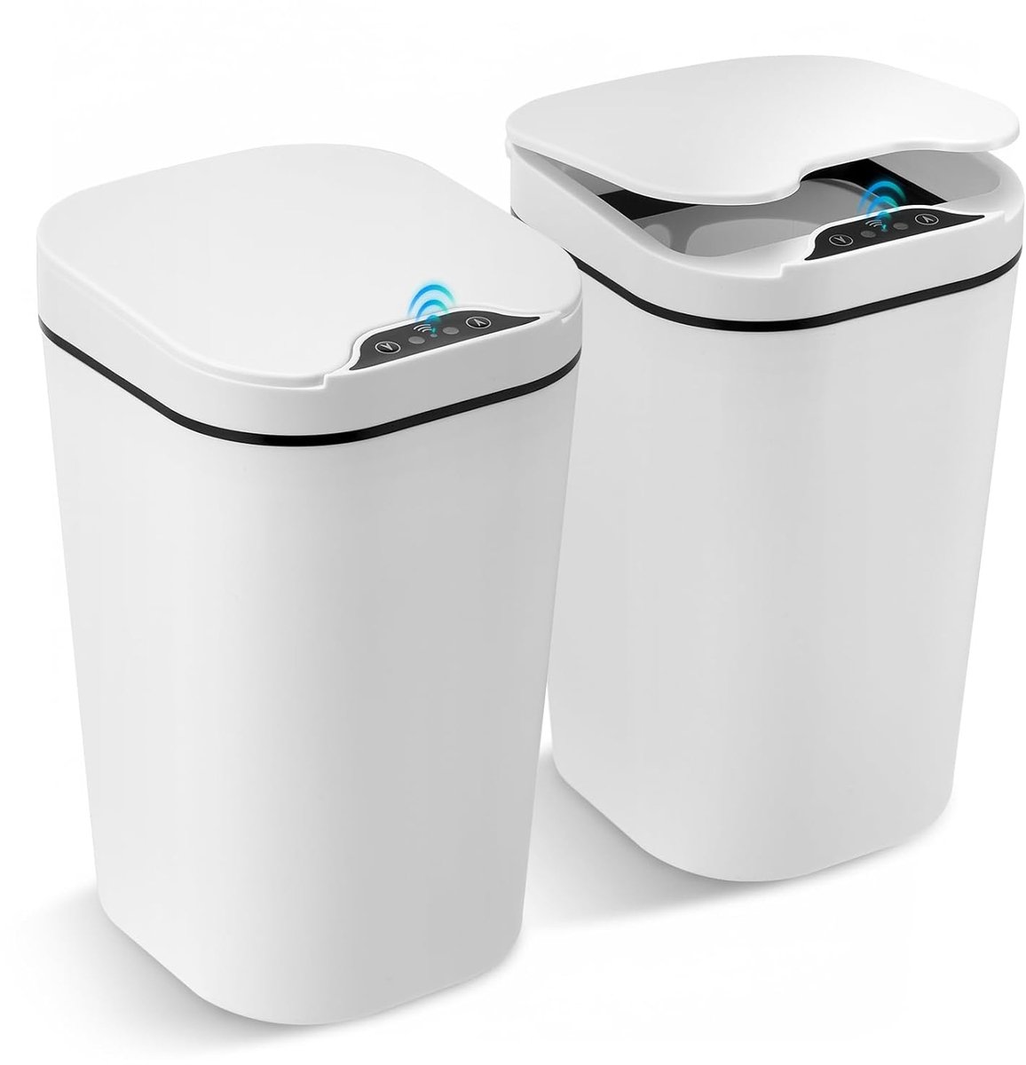 SnelShoppen - Automatische Prullenbak 12L met Beweging Sensor, Set van 2, Witte Keuken Prullenbak voor Badkamer, Slaapkamer, Kantoor, Stil en Hygiënis