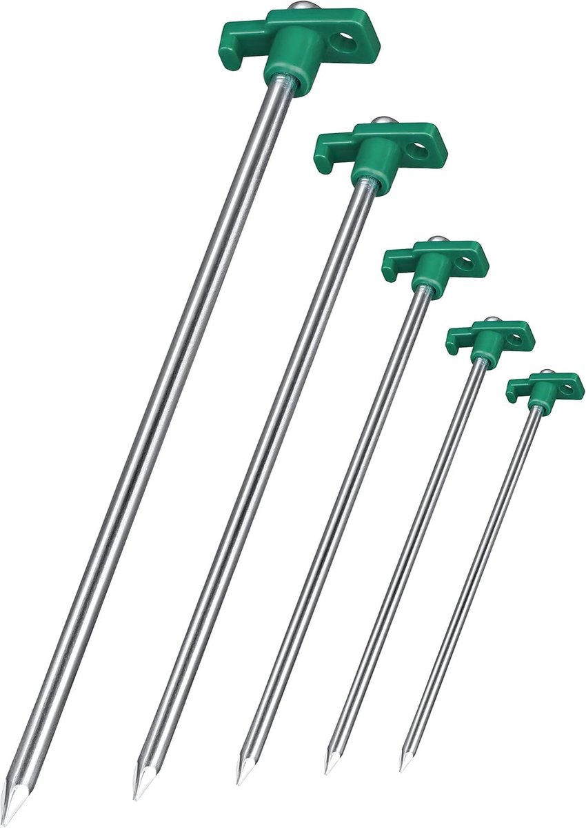 SnelShoppen - 24x Anti-Roest Grondpinnen Ø 0.8 cm, 25 cm Lengte - Geanodiseerde Stalen Grondankers voor Tuin, Camping, Feest, Vastzetten en Bevestigen