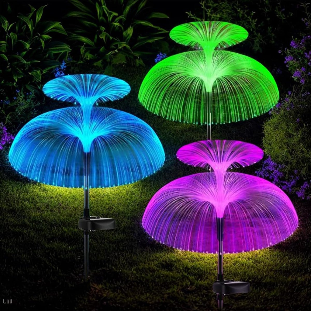 SnelShoppen - 3x Solar LED Tuinverlichting Jellyfish met Ondersteuners - IP65 Waterdichte Decoratie voor Buiten - Unieke Jellyfish Lichten voor Tuin,