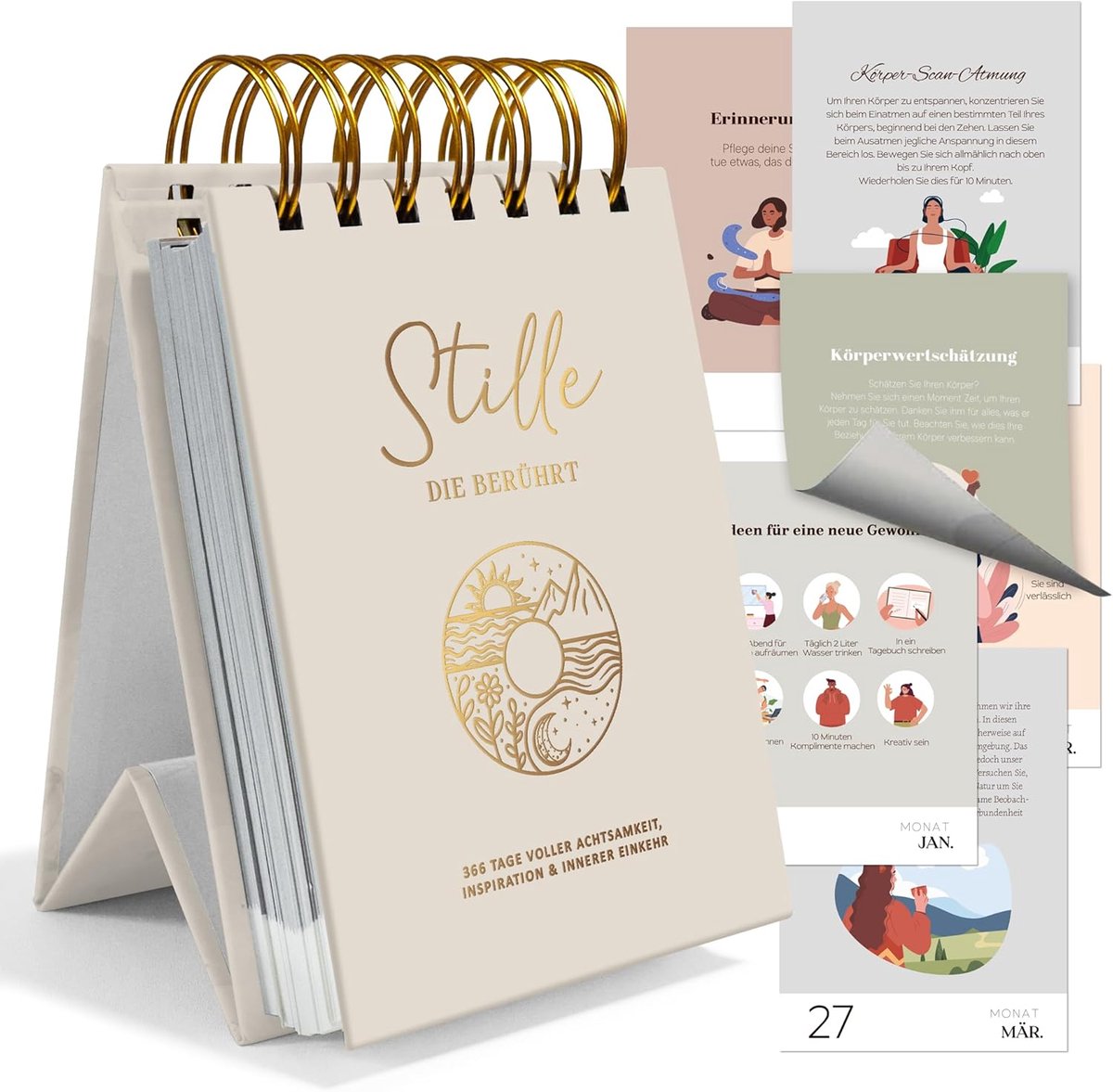 SnelShoppen - Tear-off kalender beige met donut patroon, praktische wandkalender voor thuis, kantoor of als cadeau, handig formaat, 2024, trendy desig