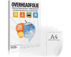 SnelShoppen - 20 vellen OHP film PREMIUM - DIN A4 transparant - Voor laserprinters en kopieermachines - Zeer dikke OHP film - Hoogwaardige afdrukken e