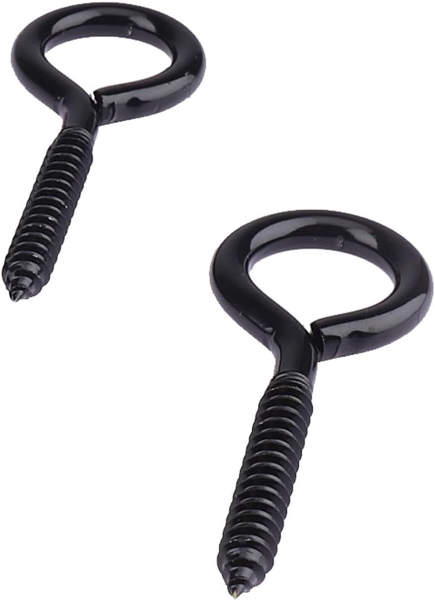 SnelShoppen - 10 Stuks RVS Zwarte Schroef Oogjes M6 80mm - Ring Schroefhaken voor Hangstoelen, Hammocks, Awnings en Meer - Sterke Bevestiging tot 150