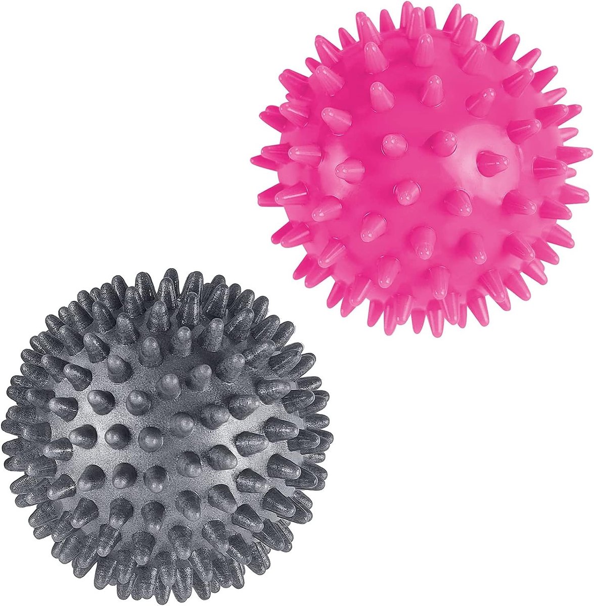 SnelShoppen - Hedgehog Ball Massage Ball Set van 2 - 7 cm, Diverse Hardheden, Massagebal met Noppen voor Rug, Benen, Voeten en Handen - Kleur: Roze en