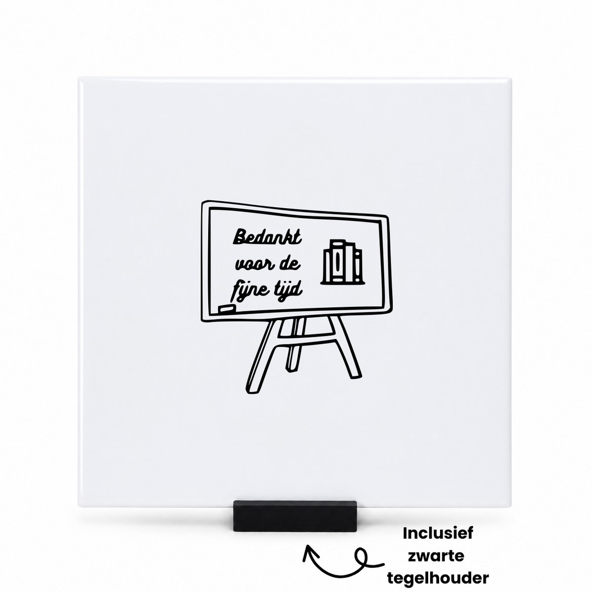 Hacebo Bedankt voor de fijne tijd tegeltje met tegelhouder - Collega - beste collega - tegeltjes met tekst - collega afscheid - vriendschap - leuk cadeau voor je collega om te geven - spreuktegels - 15x15 CM Wit