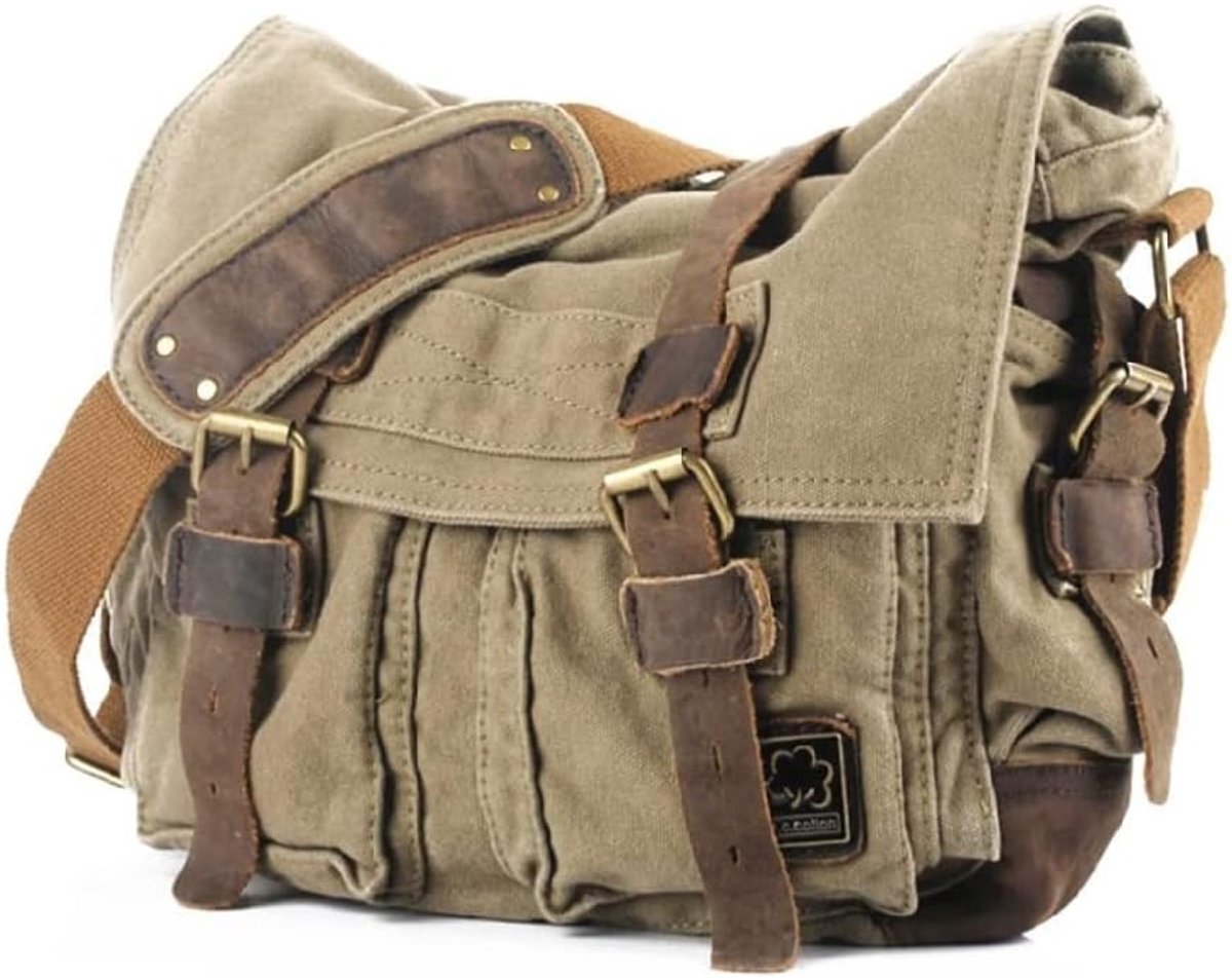 SnelShoppen - Heren en Dames Canvas Schoudertas - Multifunctionele Messenger Bag - Verstelbare Schouderriem 60-150 cm - Stevige Werktas - Ideaal voor