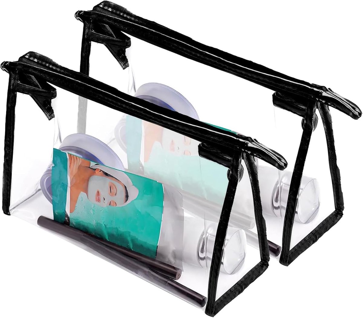 SnelShoppen - 2 Stuks Transparante Toilettas - PVC Waterdichte Reiszak voor Handbagage - 1 Liter Geschikt voor Veiligheidscontroles - Perfect voor Vlo