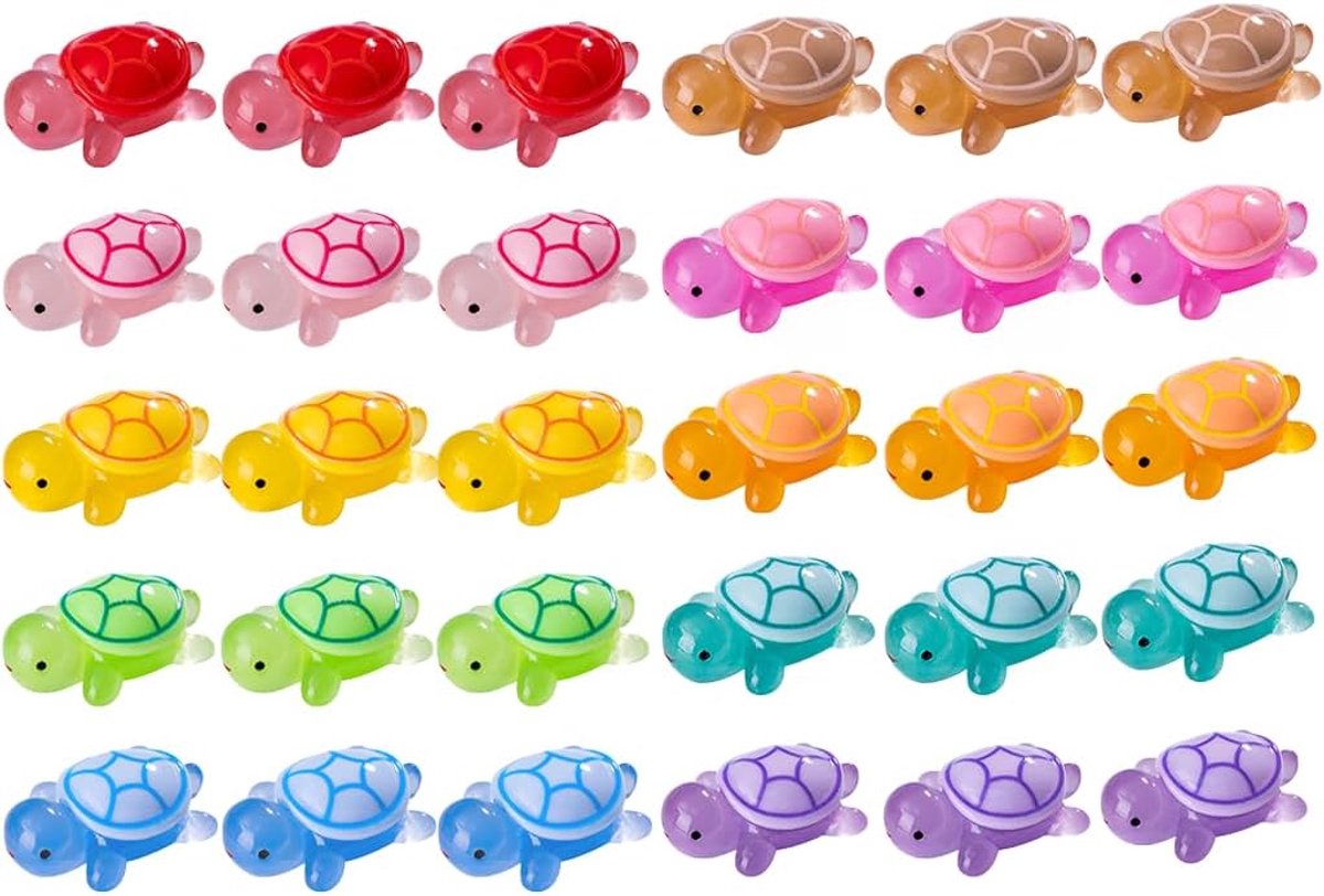SnelShoppen - 30 Stuks Lichtgevende Mini-Schildpadden, Nachtlicht Waterspeelgoed, Aquariumdecoratie, Feestgeschenken, Kleurrijke Dierenfiguren voor Ki