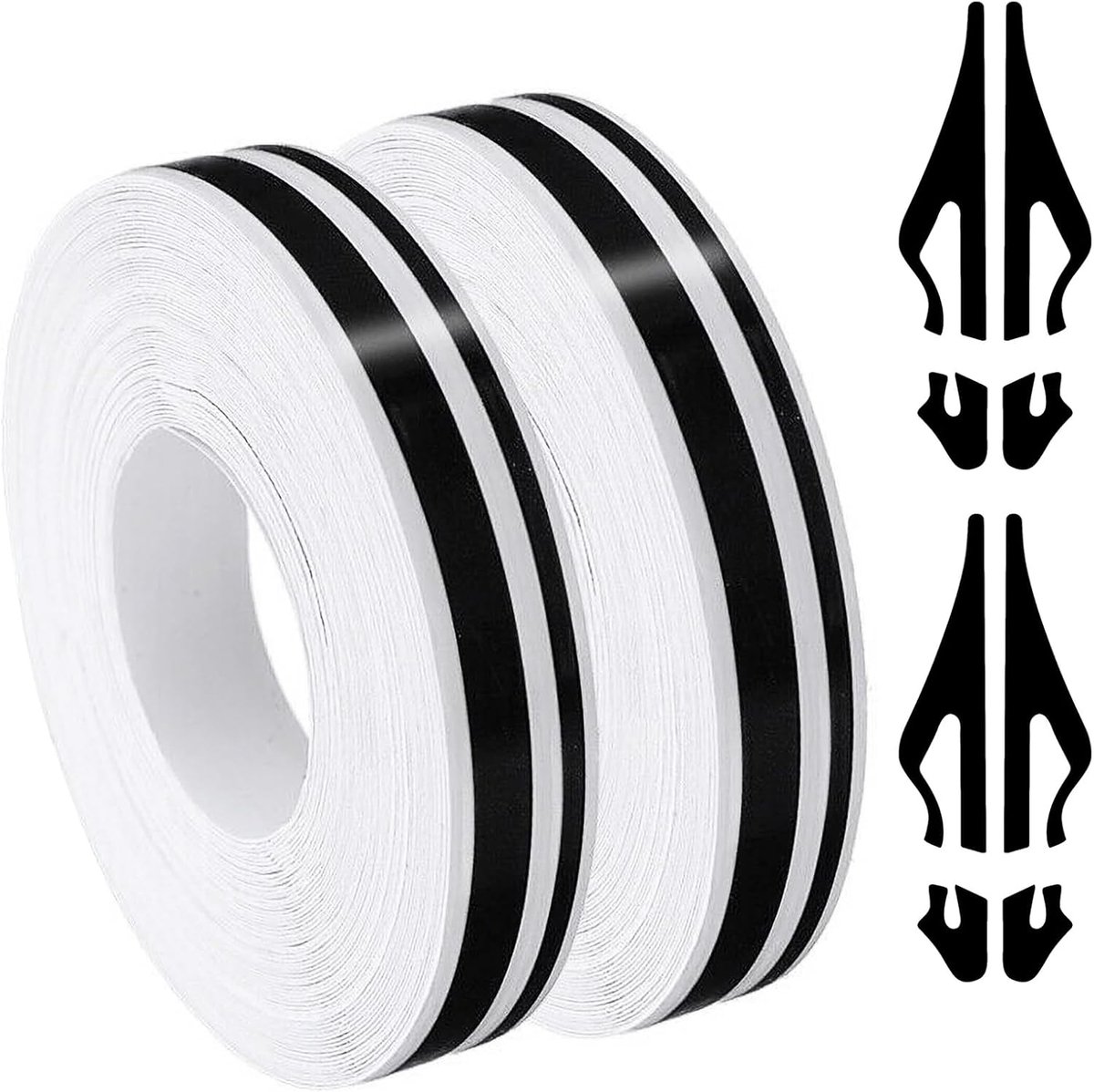 SnelShoppen - 2 Rollen Auto Decoratieve Strips 9.8 m Zijkant Stickers Zelfklevende Tape voor Auto's, Motoren, Booten en DIY Projecten - 5 mm + 2 mm Zw