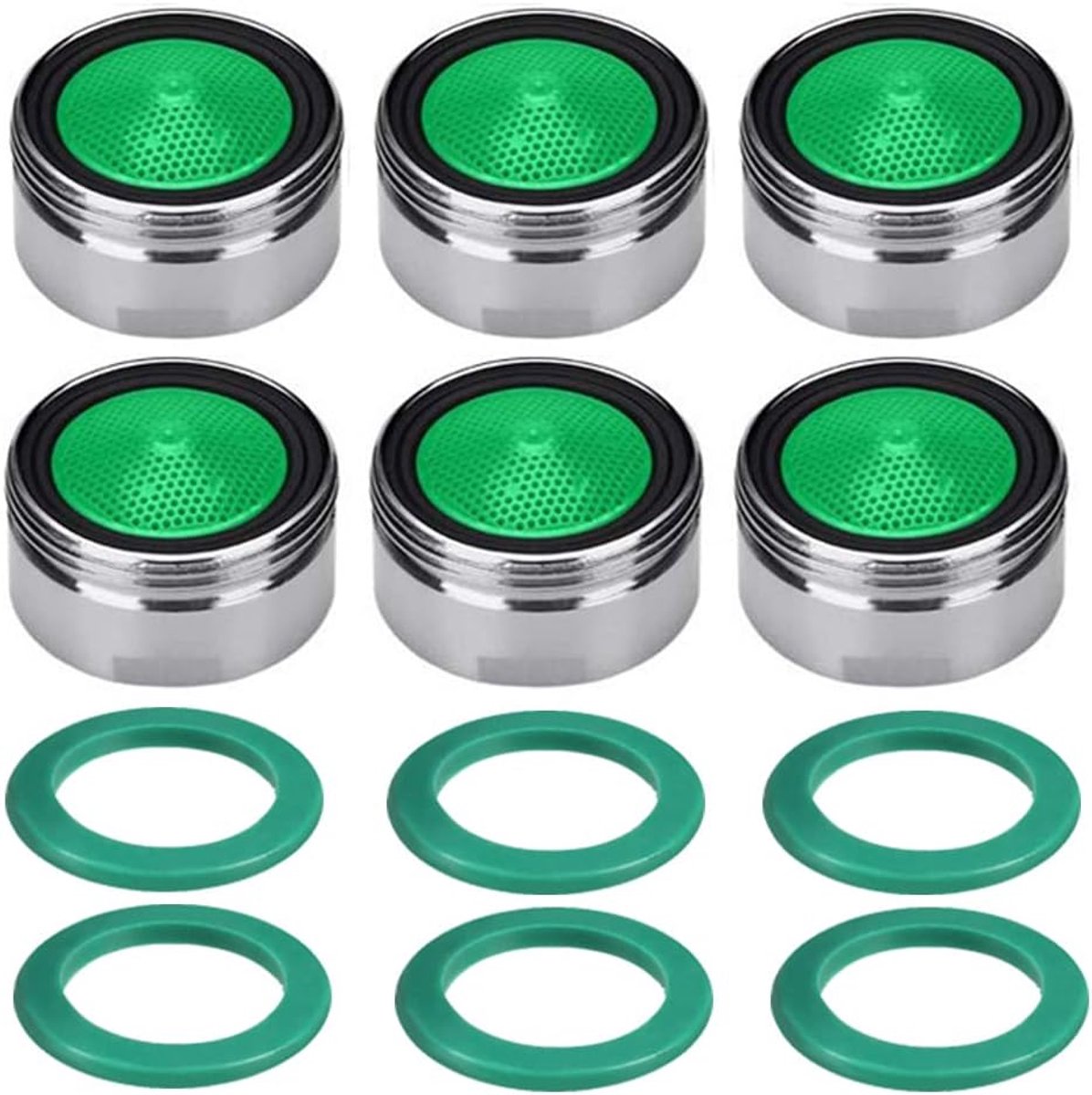 SnelShoppen - 6x Waterbesparende Keuken Kraan Aerators M24 - Spatvrij en Duurzaam - 24mm Tap Versteviger voor Efficiënt Watergebruik