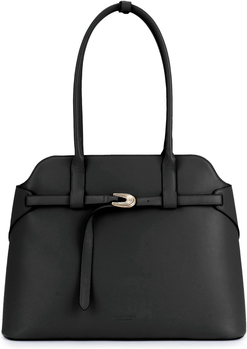 SEIDENFELT MANUFAKTUR schoudertas Joensuu Office Bag Black zwart