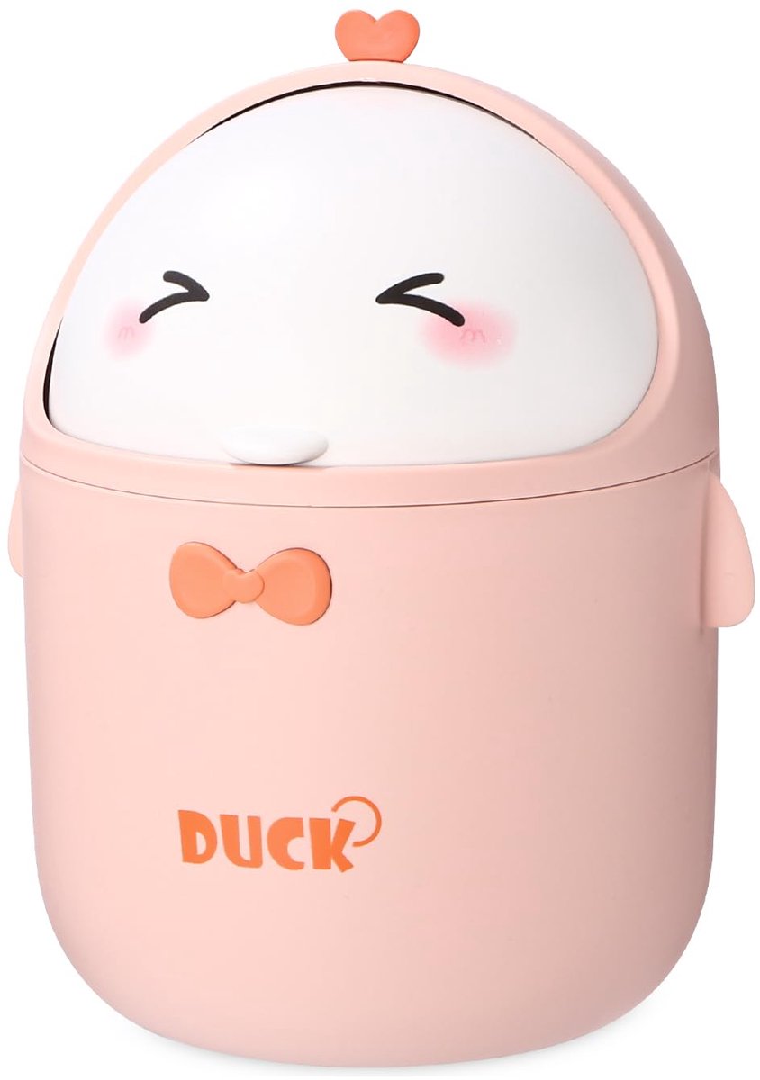 SnelShoppen - Huifoo Mini Afvalbak met Deksel - Schattige Cartoon Prullenbak - Kleine Kawaii Decoratie Opslagbox voor Bureau, Kinderkamer, Make-up Taf