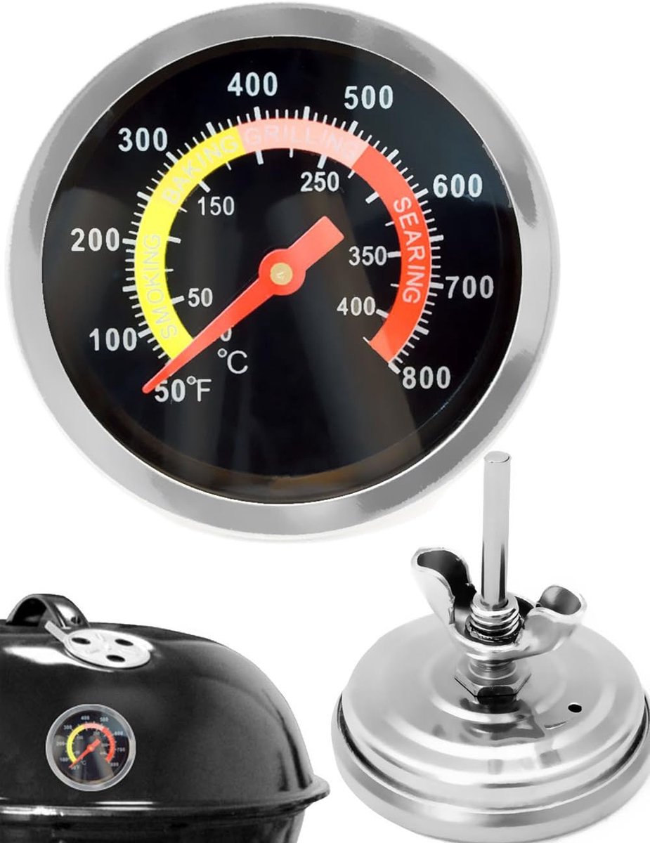 SnelShoppen - Temperatuurbestendige Analoge Kookthermometer voor Barbecue, Grill, Potten, Braadpannen en Rokerijen - 10 °C tot 400 °C - Perfect voor S