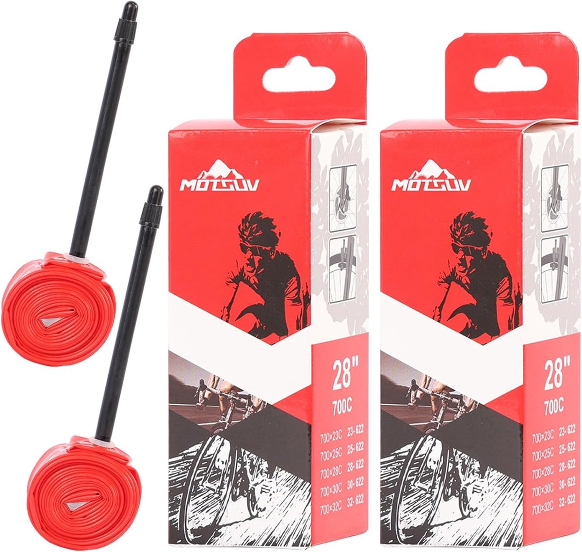 SnelShoppen - 2 Stuks 45mm Binnenband Voor Racefiets 700 x 18-32C, Lichtgewicht TPU Tubulaire Binnenband, Ultra Licht 33g
