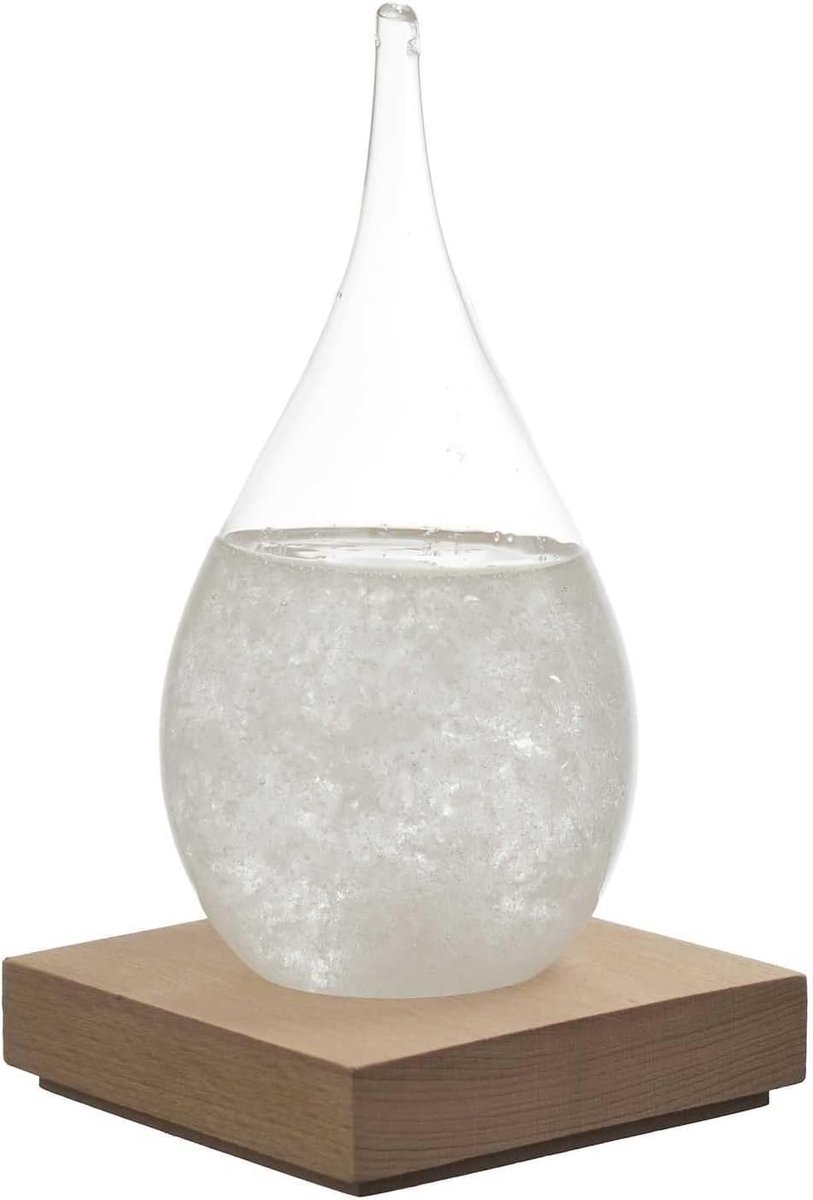 SnelShoppen - Tempest Glass H17 cm - Elegante Decoratieve Barometer met Kristallen - Transparant, Wit, Bruin - Uniek Object voor Interieur, Feest en K