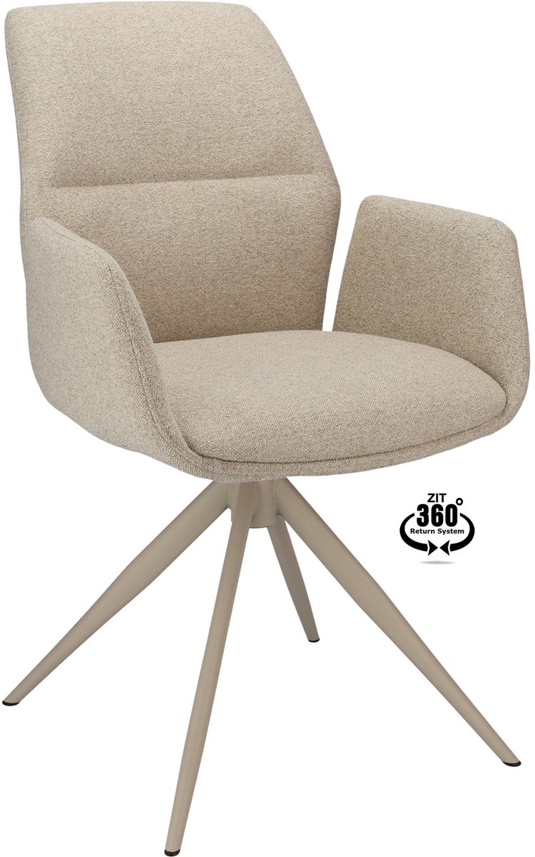 Icon Living - Armstoel Waylon Stof Glory Beige Leg Creme 360° Return-system