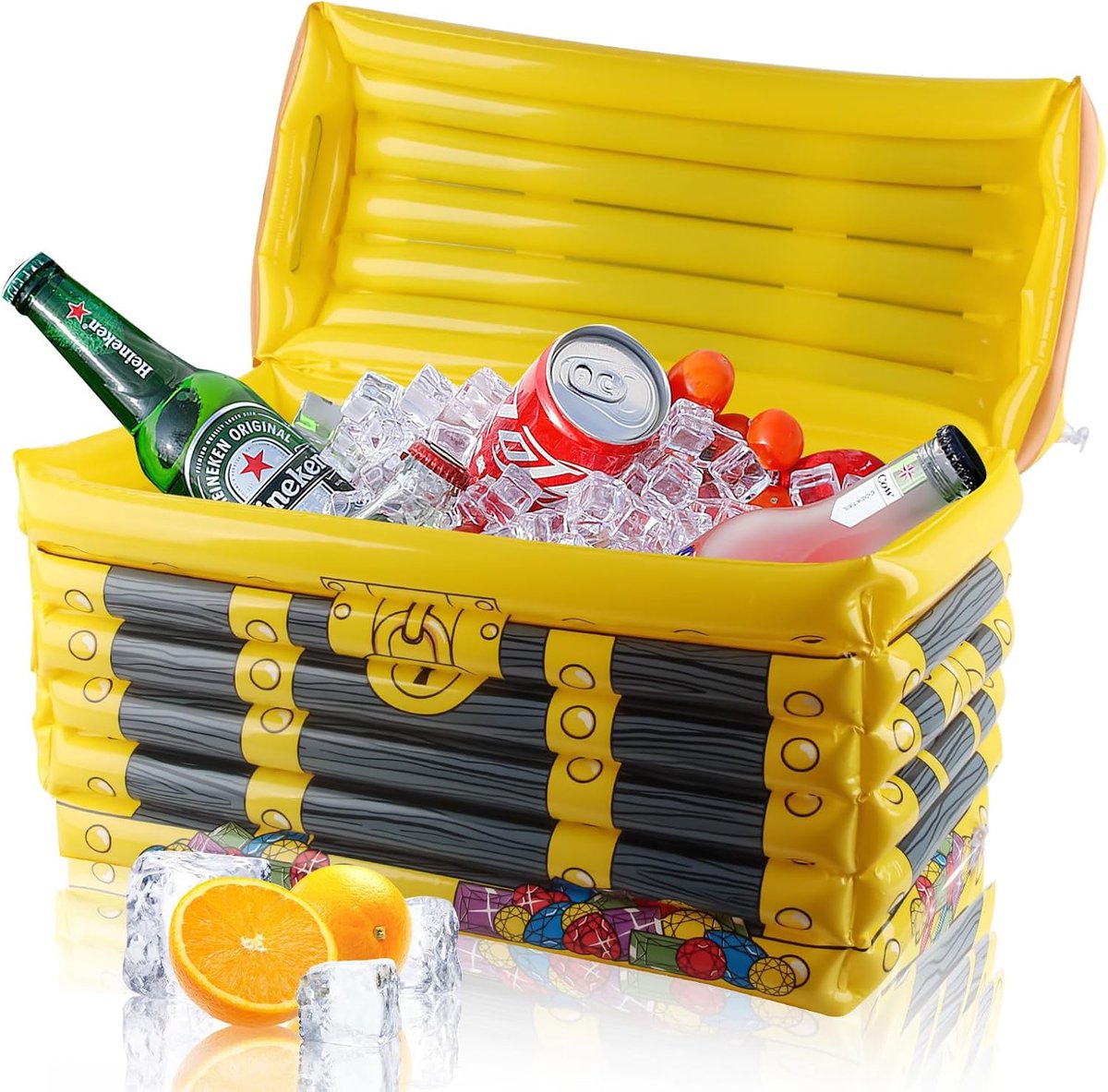 SnelShoppen - Inflatable Palm en Treasure Chest - Grote Opblaasbare Koelbox voor Dranken - Zwembad Bar en Decoratie voor Tuin, Strand en Feestjes