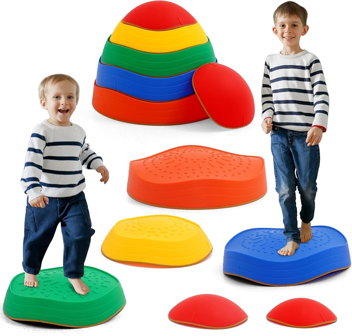 SnelShoppen - Balansstenen voor Kinderen 6-delig, Antislip Stapstenen voor Balanceren, Motoriek en Coördinatie Bevorderen, Outdoor Speeltoestellen voo