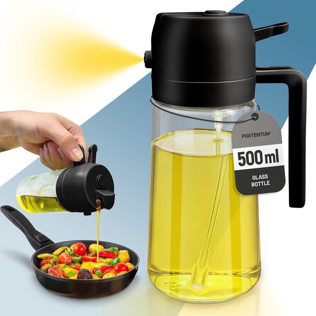 Olijfoliesprayer - Zwart - 500 ml - Glas en BPA-vrije kunststof - Voor Gezond Koken en Barbecueën