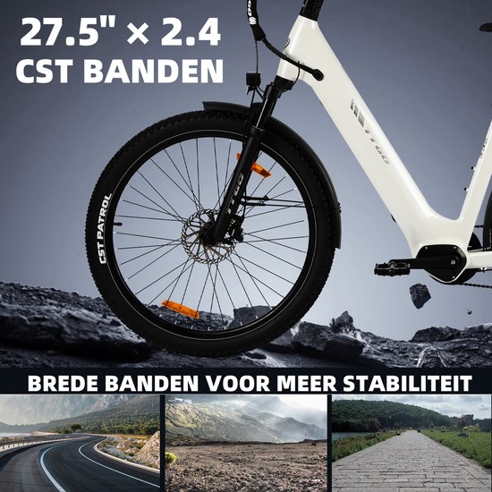 TTGO Z3 Elektrische Fiets - 27.5 Inch Banden - 250W Motor - 48V15Ah Accu - Max Bereik 110-120km - Shimano 7 Versnellingen - Wit van TTGO — afbeelding 3