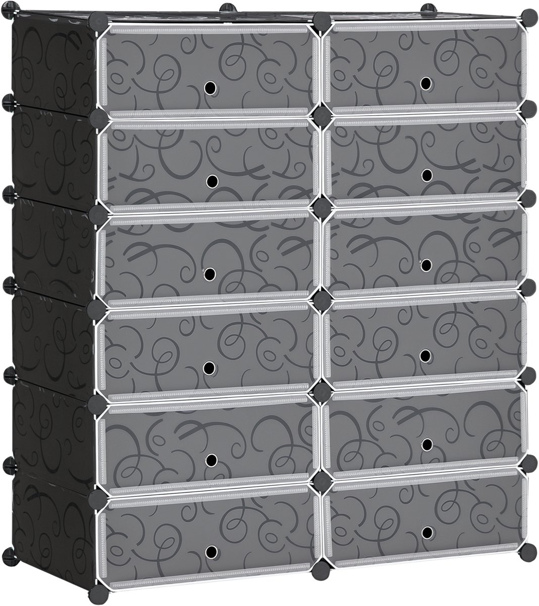 HOMCOM - Modulaire opbergorganizer - PP - 94x37x108cm - Zwart