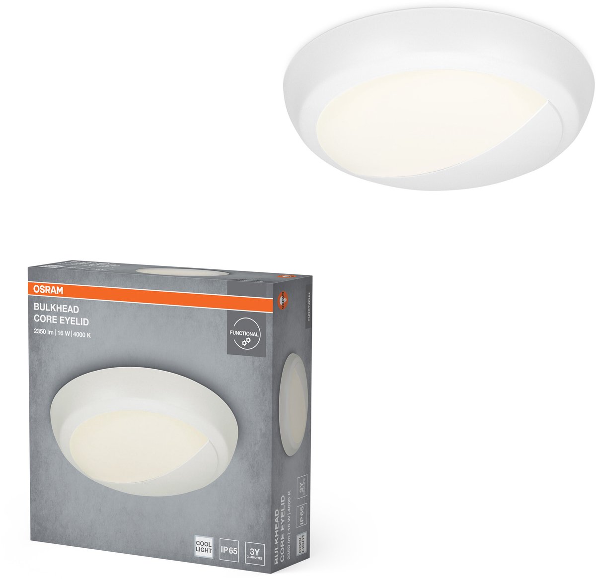 OSRAM plafondlamp Wit, 4000 K, koelwit, 1400 lm, 16 W, 32,5 cm Ø, polycarbonaat (PC), stralingshoek 120°, levensduur 54.000 uur