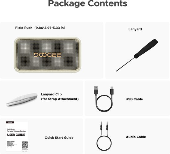 DOOGEE Field Rush - Draagbare Bluetooth Speaker - 130W Vermogen - 28 Uur Speeltijd - Waterdicht IP67 - BT 5.3 - Beige — afbeelding 4