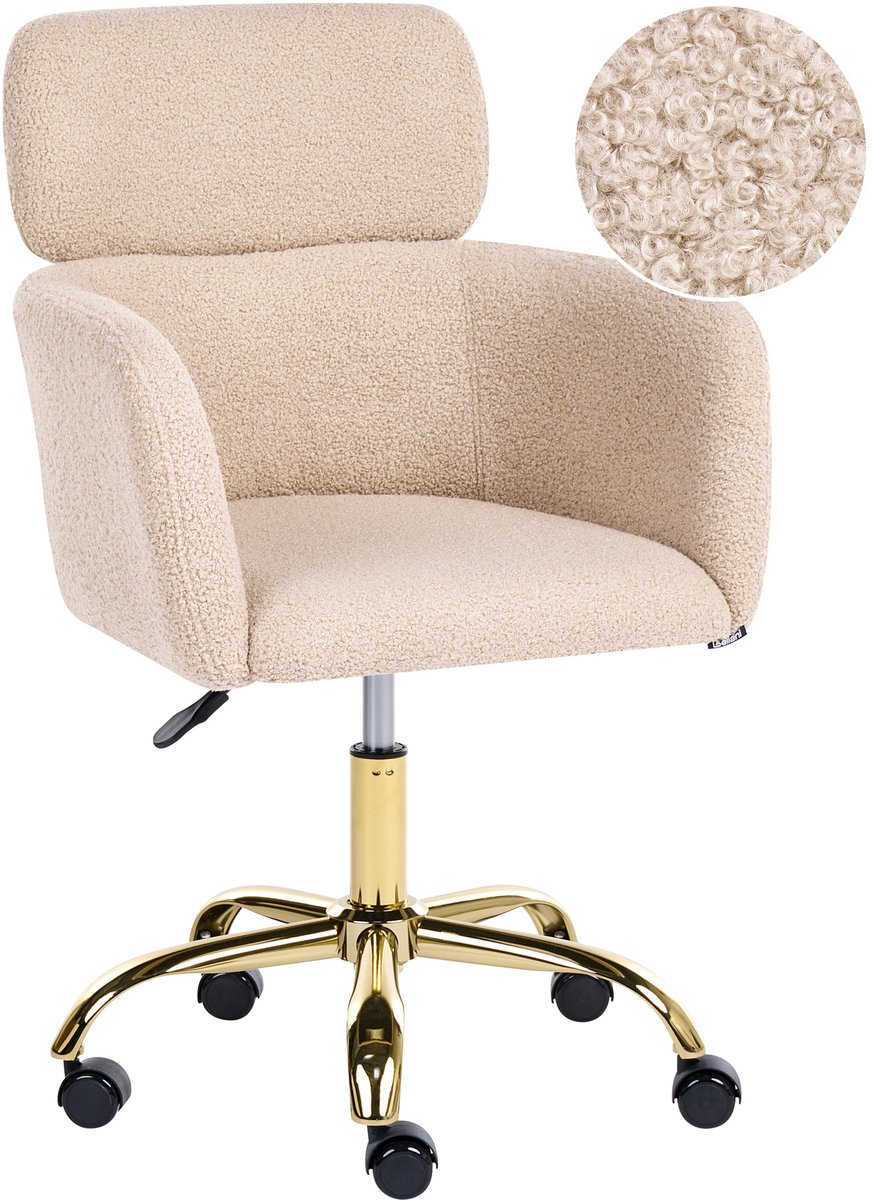 ALENA - Bureaustoel - Lichtbeige - Bouclé