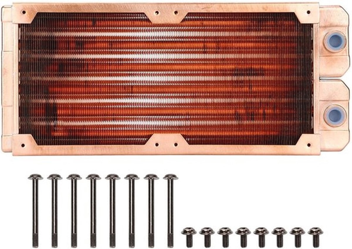 Radiator Waterkoeling - Koperen Vinnen - G1/4 Aansluiting - 276 x 121 x 29 mm - Hoge Dichtheid - Zelf Installeren